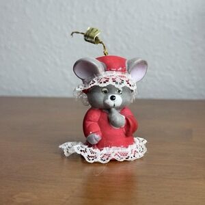 Vintage Christmas JASCO Soft 'n Snoozy Charmers Grandma Bear‎ Bell Ornament T75